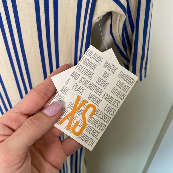 LULAROE XS Julia dress tan vertical stripe NWT - Picture 4 of 7